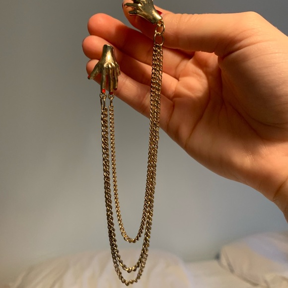 FREE‼️Long Gold Chain Earring + Cuff - Picture 2 of 4
